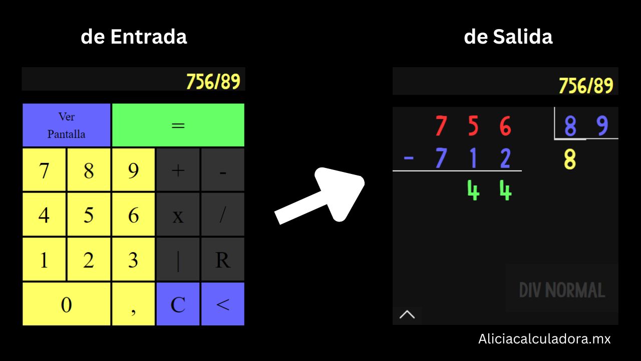 ¿cómo hacer división en la calculadora de alicia?